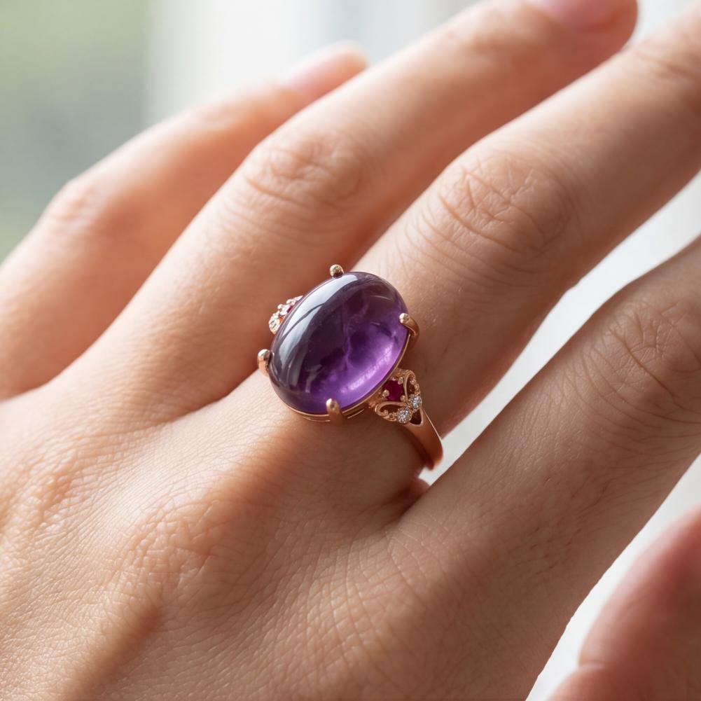 Bohemian Carved Amethyst Gold Ring