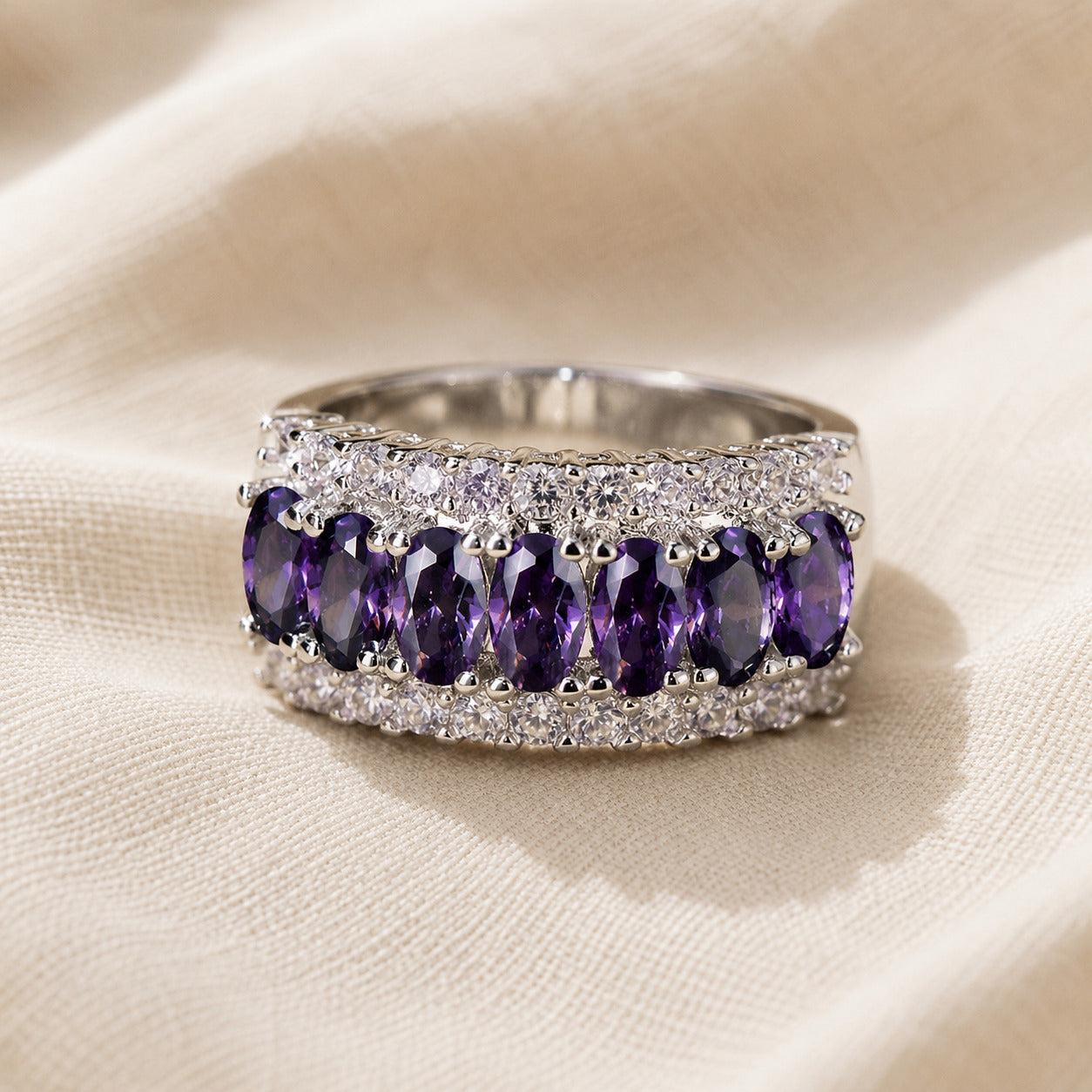 Bohemian Cubic Zirconia Amethyst Ring