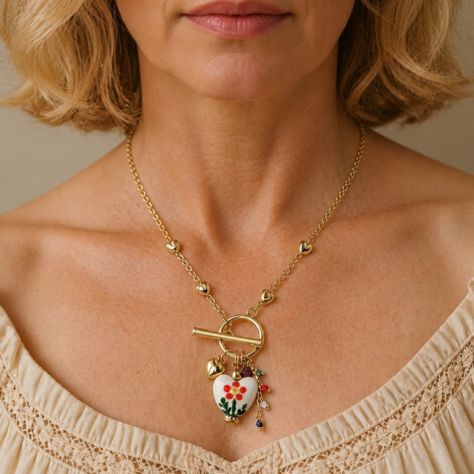 Bohemian Heart Charm Necklace