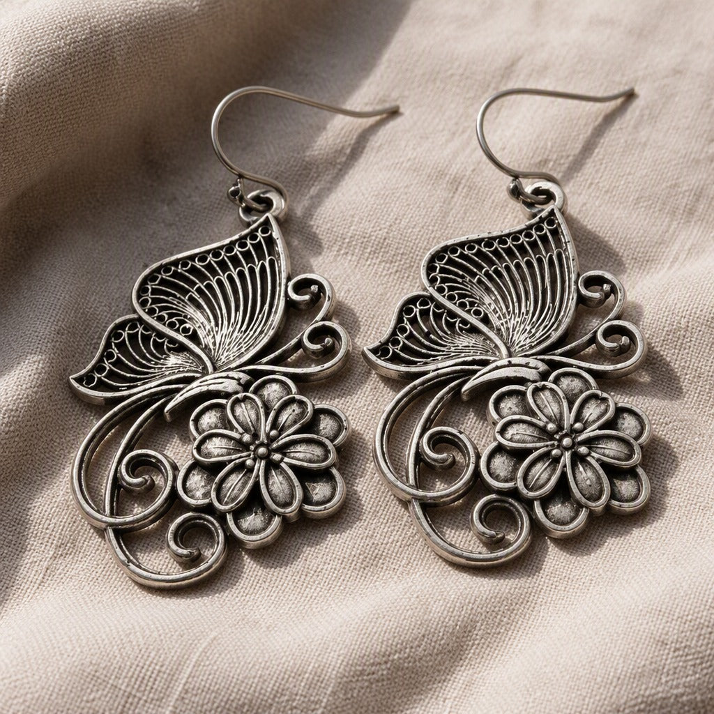 Bohemian Hollow Carved Butterfly Earrings