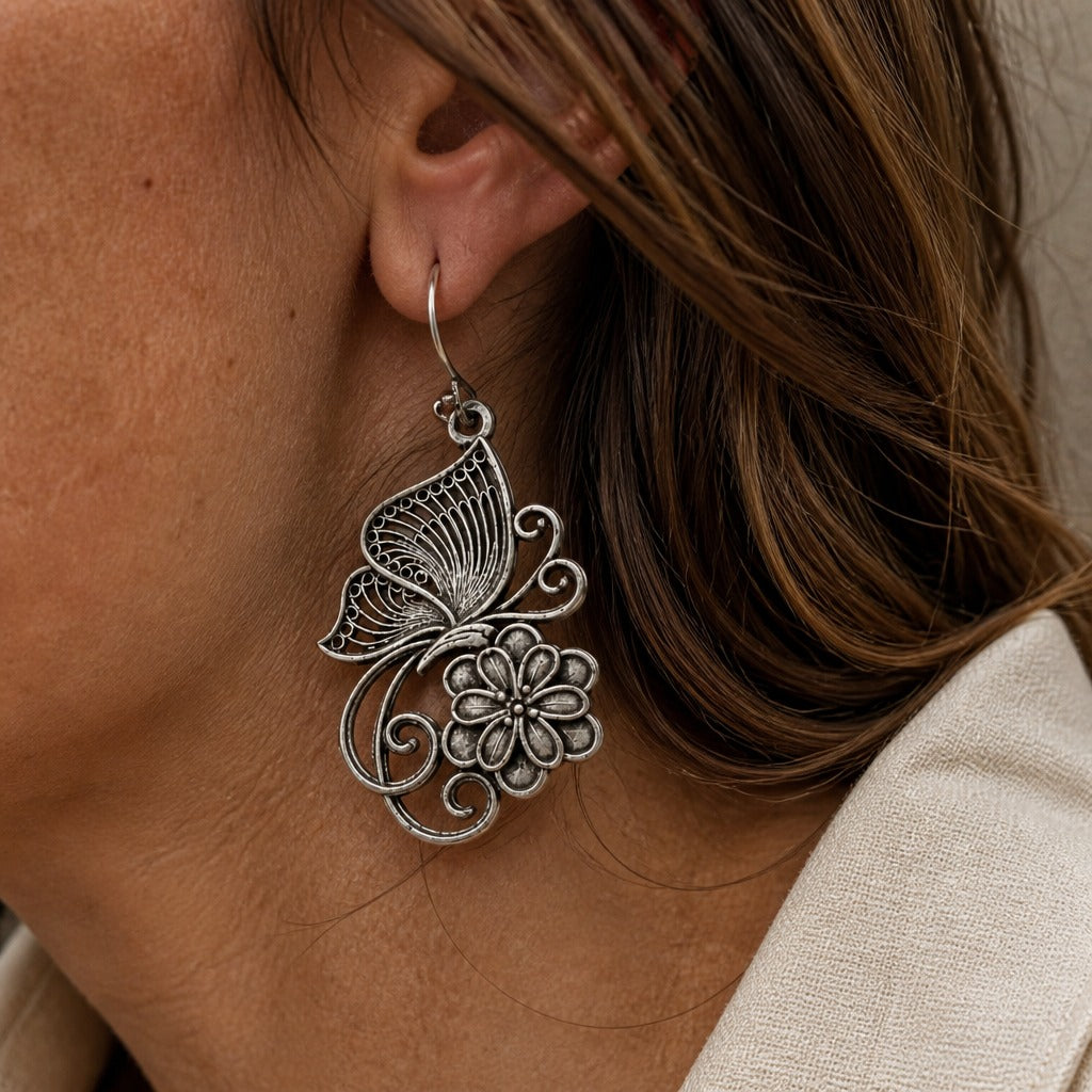 Bohemian Hollow Carved Butterfly Earrings