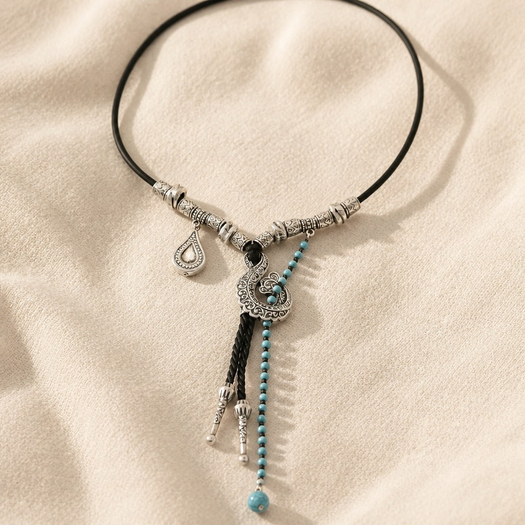 Bohemian Turquoise Bead Statement Necklace