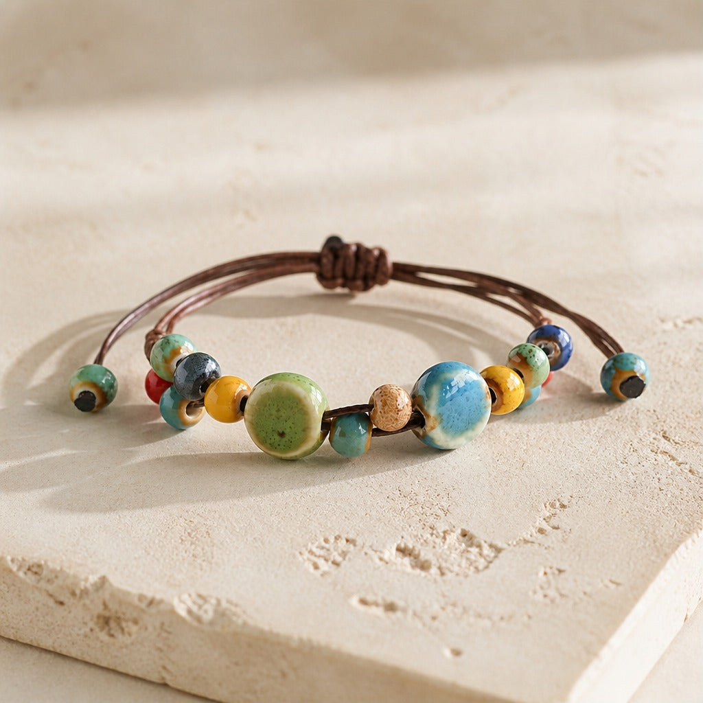 Boho Ceramic Beaded Handmade Bracelet