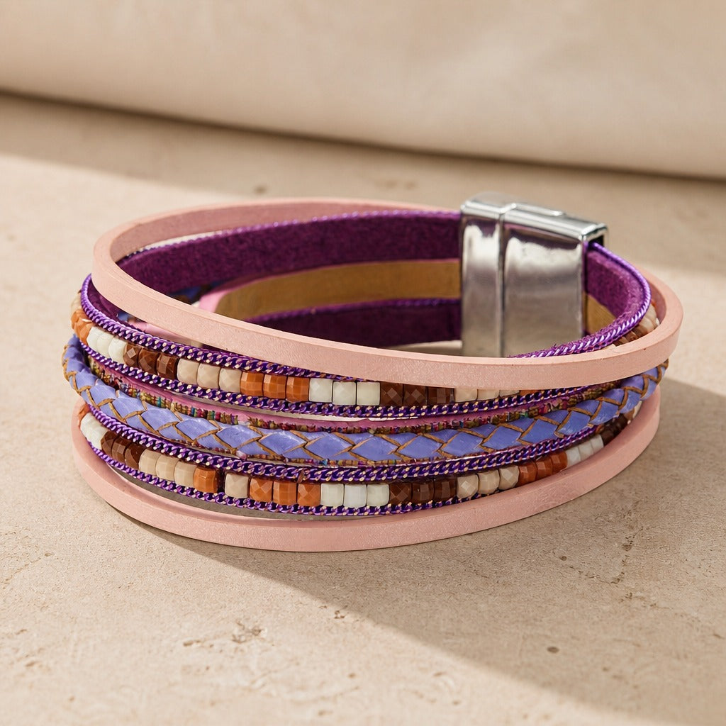 Boho Multi-Layer Leather Bead Bracelet
