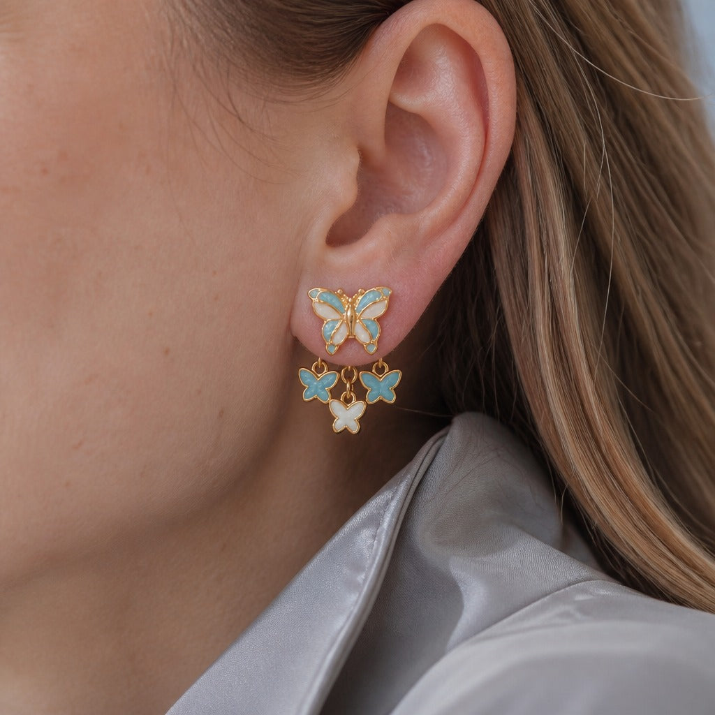 Butterfly Charm Gold Earrings
