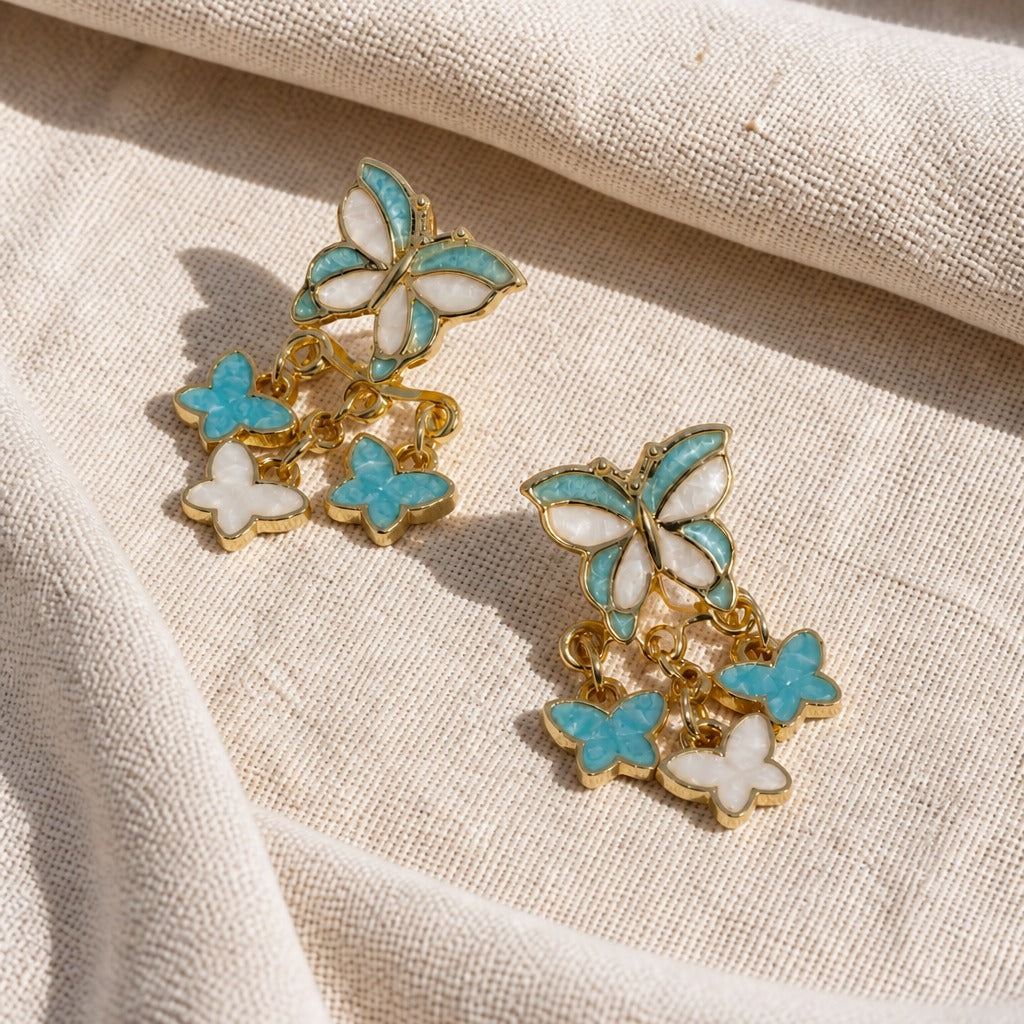 Butterfly Charm Gold Earrings