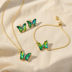 Butterfly Earrings, Bracelet, and Necklace Set