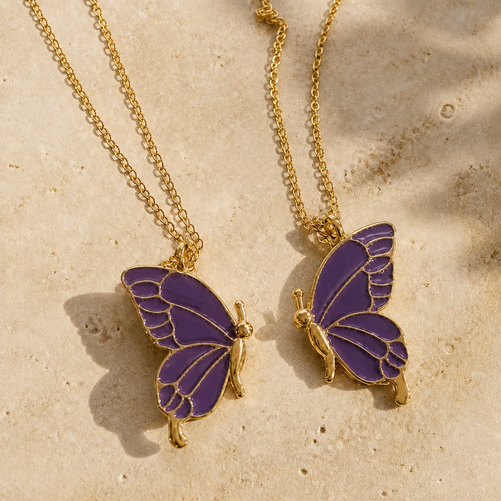 Butterfly Pendant Necklace Set