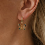 Butterfly Zirconia Hoop Earrings