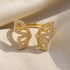 Butterfly Zirconia Inlaid Ring