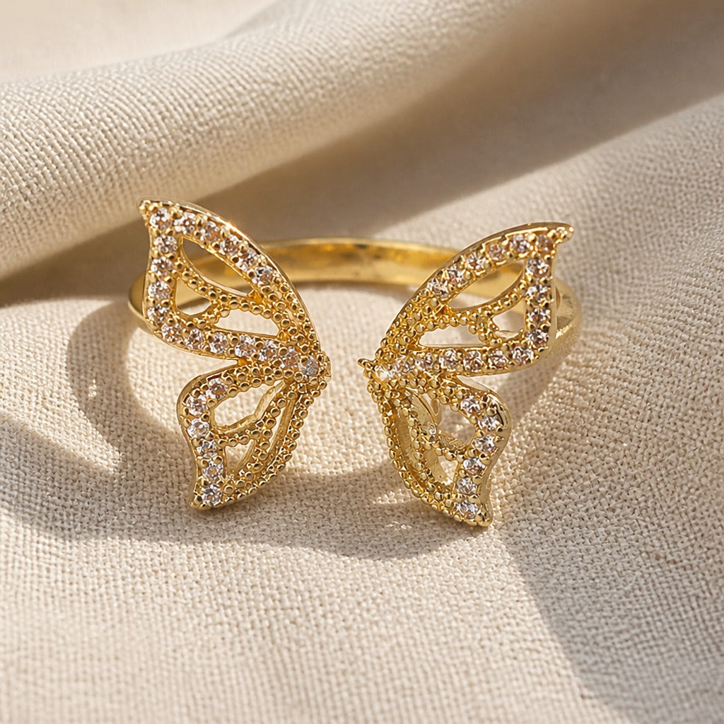 Butterfly Zirconia Inlaid Ring