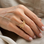 Butterfly Zirconia Inlaid Ring
