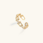 Dazzling Crystal Gold Open Ring