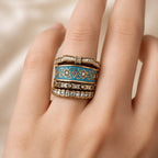 Carved Zirconia Ring Set
