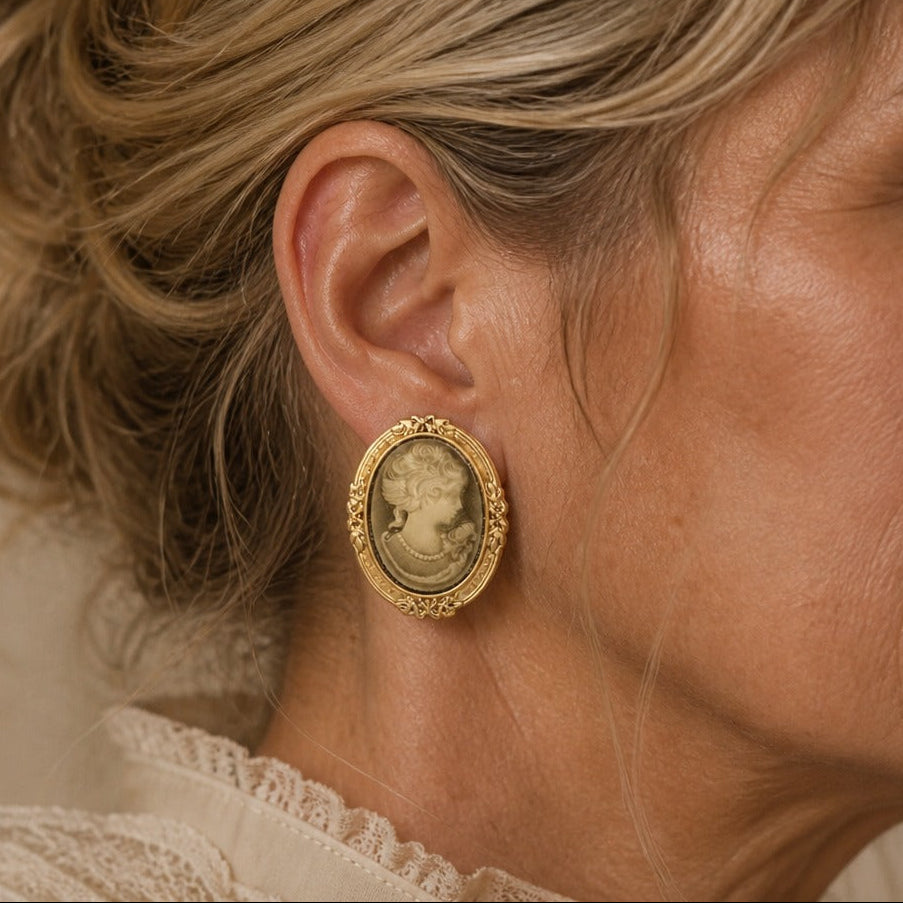 Celestial Cameo Stud Earrings
