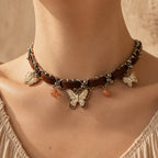 Chain Leather Pendant Choker Necklace
