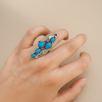 Turquoise Feather Statement Ring