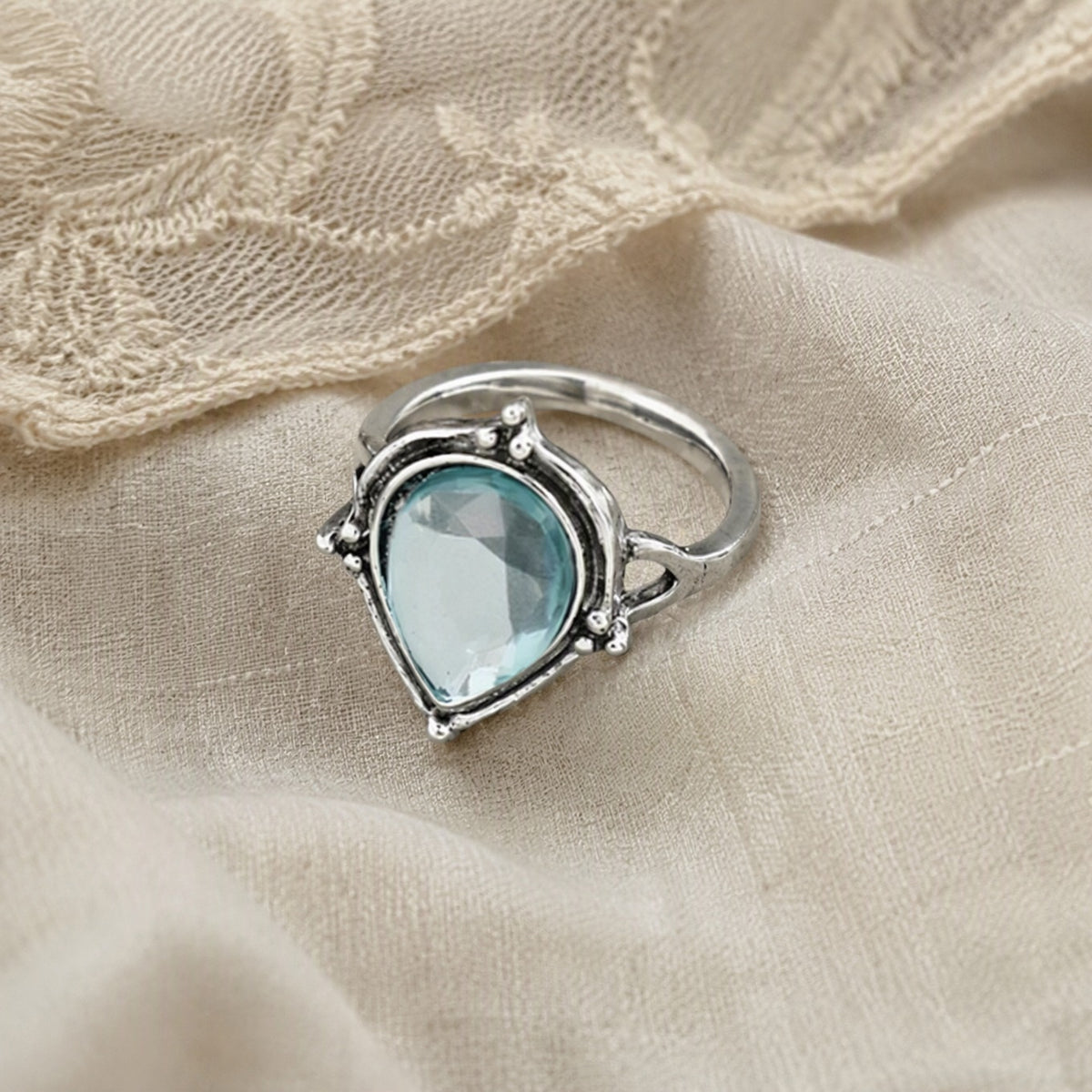 Citrine Teardrop Silver Ring