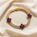 Clover Amethyst Gold Bracelet