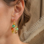 Colored Agate Bead Drop Earrings