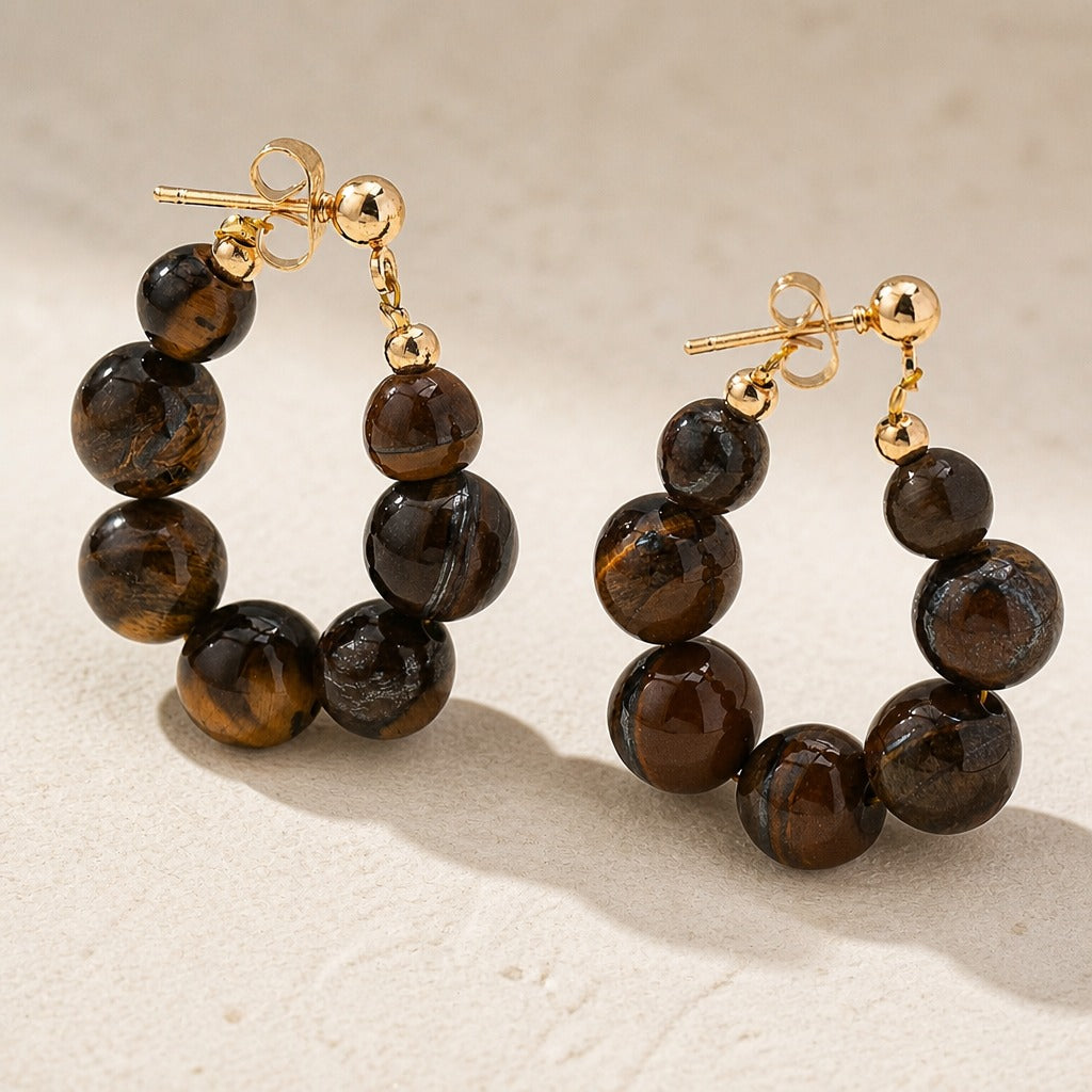 Colored Agate Bead Drop Earrings