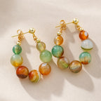 Colored Agate Bead Drop Earrings
