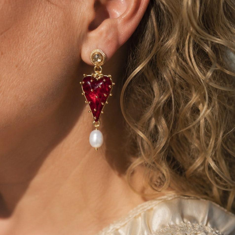 Couture Pearl Heart Earrings