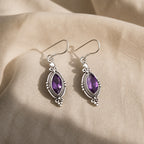 Crystal Amethyst Hook Earrings