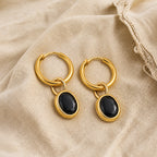 Dana Sleek Oval  Stone Earrings