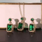 Radiant Emerald Rectangle Halo Set