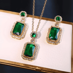 Radiant Emerald Rectangle Halo Set