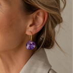 Faceted Geometric Amethyst Drop Earrings