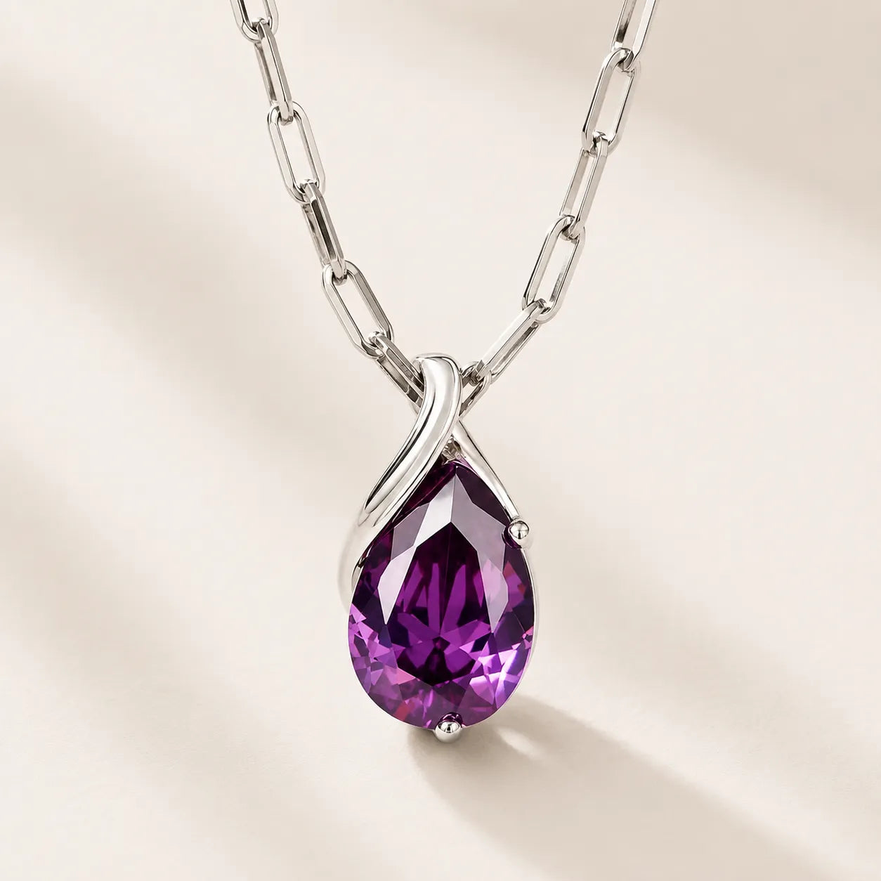 Faceted Teardrop Pendant Necklace