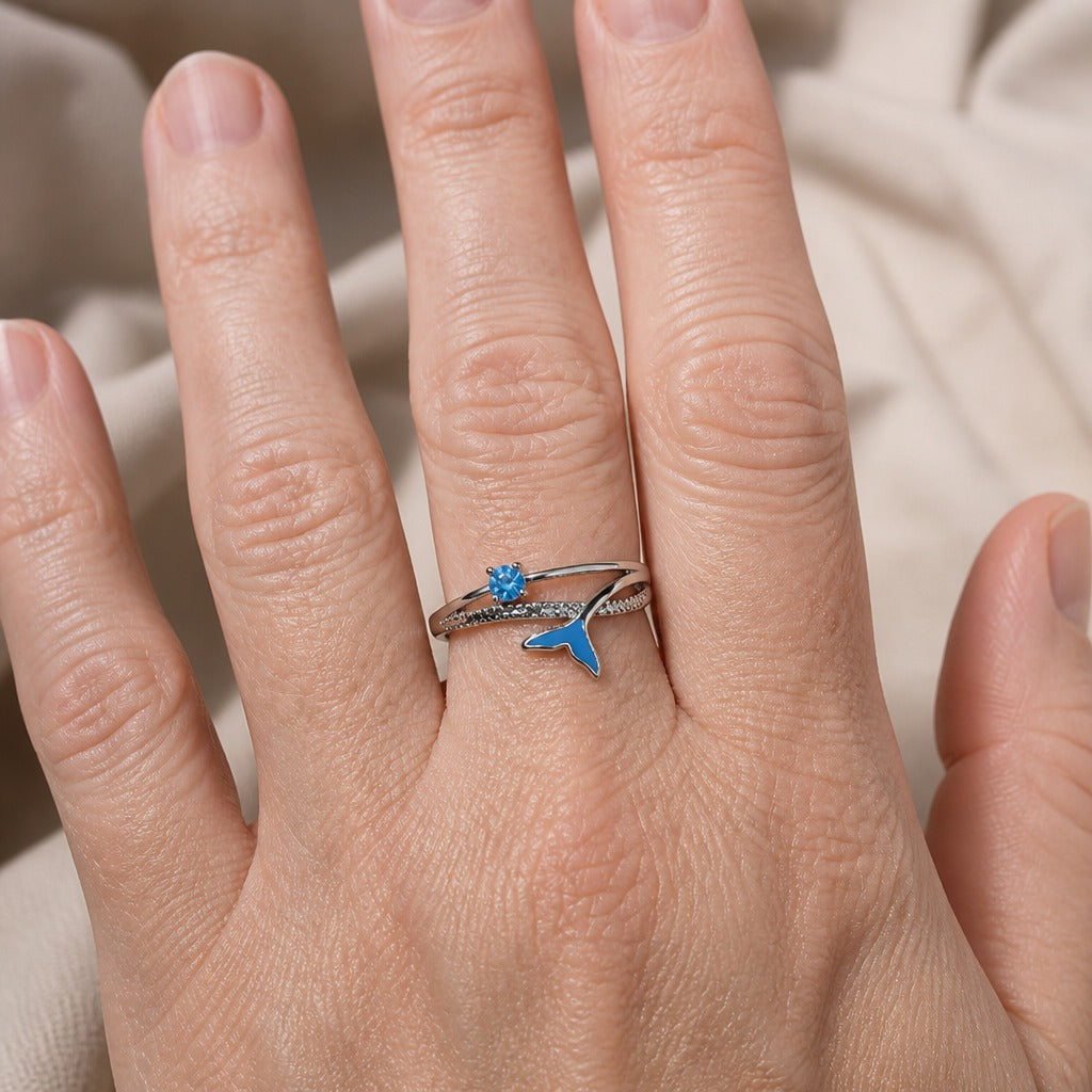 Fish Tail Zirconia Silver Ring