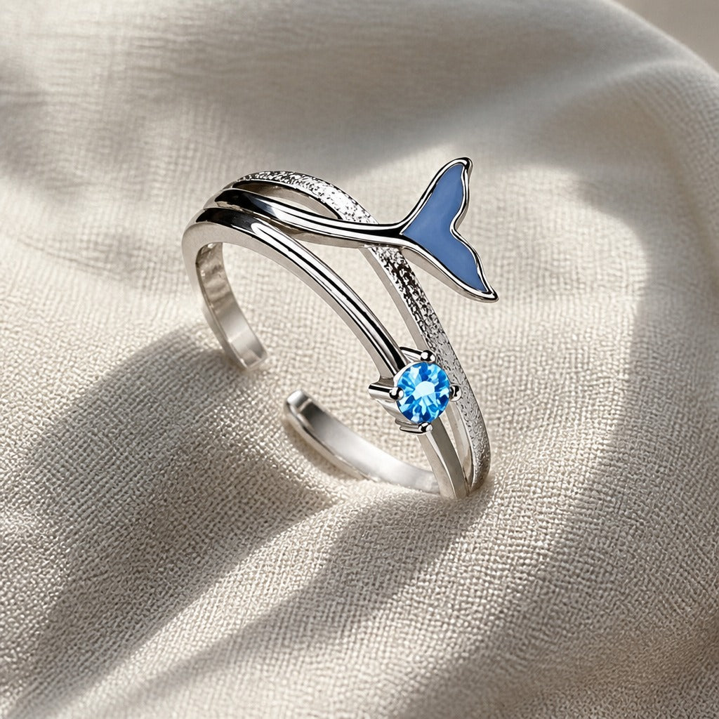 Fish Tail Zirconia Silver Ring