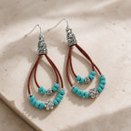 Floral & Turquoise Beads Dangle Earrings