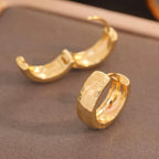 Hammered Golden Huggie Hoop Earrings