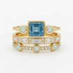 Vintage Blue Crystal Ring Set