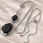 Geometric Stone Pendant Silver Necklace