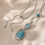 Geometric Stone Pendant Silver Necklace
