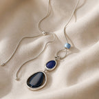 Geometric Stone Pendant Silver Necklace