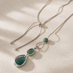 Geometric Stone Pendant Silver Necklace