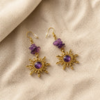 Gravel Beads Sun Gold Earrings