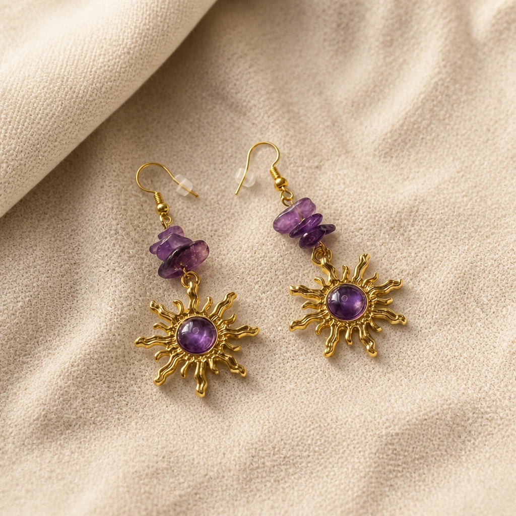 Gravel Beads Sun Gold Earrings