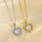 Dainty Iridescent Heart Halo Necklace