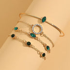 Emerald Crystal Gold Bracelet Set