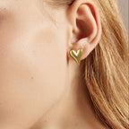 Stylish Gold Pointy Heart Studs