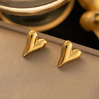 Stylish Gold Pointy Heart Studs