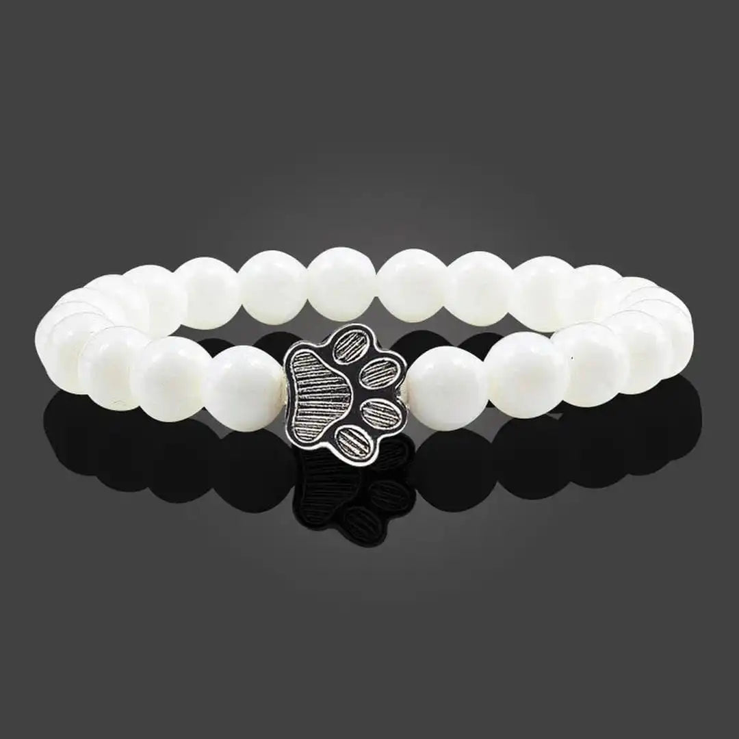 Beaded Paw Bracelet Natural Stone Design