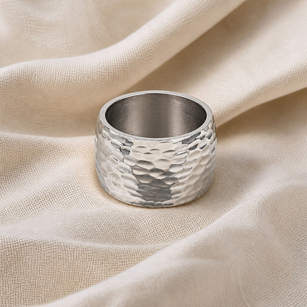 Hammered Wide Band Ring